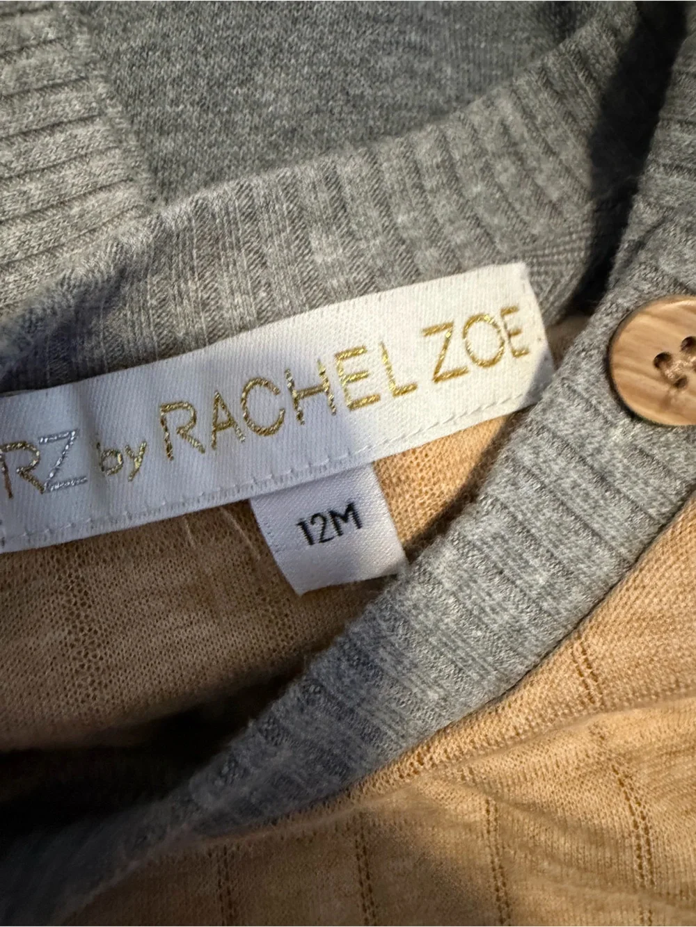 Rachel Zoe Quilted Two-Tone Track Set in Tan and Gray